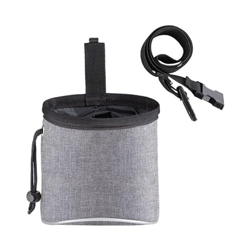 Hinapan 1 Stück Futterbeutel für Hundetraining, Hundetrainings-Leckerli-Beutel mit Verstellbarem Hüftgurt, Tragbare Hunde Leckerli Tasche, Multifunktionaler Futterbeutel mit Kotbeutelspender (Grau) von Hinapan