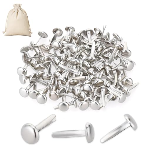 Hinapan 100 Stück Metall Papierverschlüsse Clips, und Eine Aufbewahrungstasche, Muster-Clips, Metall-Rundkopf-Clips, Papierverschlüsse für Bastelarbeiten, Scrapbooking, Fotowände, Dekoration (Silber) von Hinapan