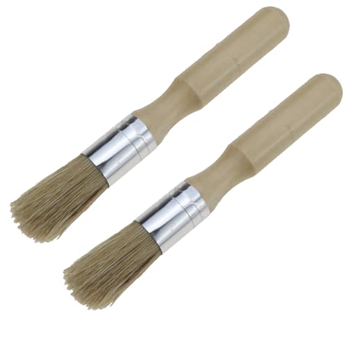 Hinapan 2 Stück Leimpinsel-Set, Professioneller Runder Leimwachspinsel, Holzleimpinsel, Naturborsten Runder Wachspinsel, für Büchern, Möbeln, Kleine Bastelprojekte von Hinapan