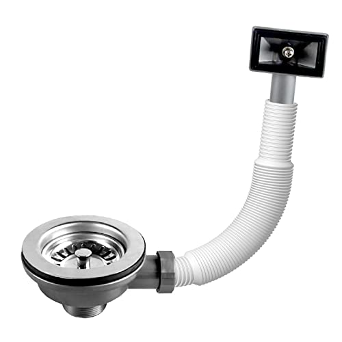 Hinata Küchenspüle Ablaufgarnitur mit Überlaufrohren Waschbecken Überlaufkopf Spüle Überlaufkopf Überlaufrohr für Spüle Rechteckige Schnittstelle (rechteckig), Schwarz (H-YSQTZ) von Hinata