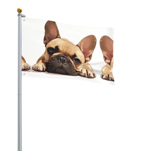 Flagge mit Tiermotiv, französische Bulldogge, lustige Dekorationen, Gartenflagge, Festival-Zubehör, hängende Flagge für drinnen und draußen, Zuhause, Party, Hof, Terrasse, 60 x 91 cm Flagge mit Tiermotiv, französische Bulldogge, lustige Dekorationen, Gartenflagge, Festival-Zubehör, hängende Flagge für drinnen und draußen, Zuhause, Party, Hof, Terrasse, 60 x 91 cm von Hingor