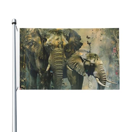 Gartenflagge mit Natur-Elefanten, 90 x 150 cm Gartenflagge mit Natur-Elefanten, 90 x 150 cm von Hingor