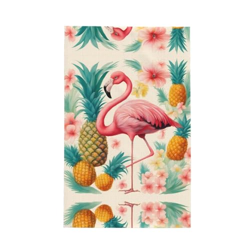 Geschirrtuch, Motiv: Flamingo und Ananas, weich, saugfähig, Geschirrtücher und Tischdekorationstücher, 1 Stück Geschirrtuch, Motiv: Flamingo und Ananas, weich, saugfähig, Geschirrtücher und Tischdekorationstücher, 1 Stück von Hingor
