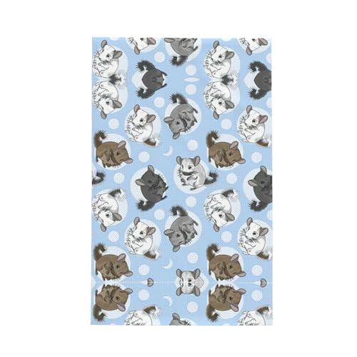 Geschirrtuch, modisch, Motiv: Chinchillas und Mond, weich, saugfähig, Geschirrtücher und Tischdekorationstücher, Blau Geschirrtuch, modisch, Motiv: Chinchillas und Mond, weich, saugfähig, Geschirrtücher und Tischdekorationstücher, Blau von Hingor