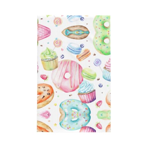 Geschirrtuch mit Motiv Cupcakes Donuts Muffins Zucker-Druck, weich, saugfähig, Geschirrtücher und Tischdekorationstücher von Hingor