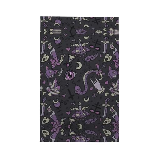Geschirrtuch mit gruseligem Aufdruck, weich, saugfähig, Handtuch, Geschirrtücher und Tischdekorationstücher, Violett / Schwarz von Hingor