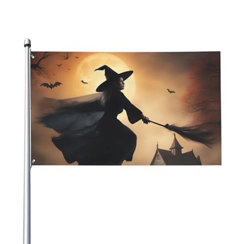 Halloween-Hexe fliegende 2 Weihnachtsflagge, 1,5 m x 0,9 m, mit Ösen, Polyester-Banner, lustige Weihnachtsdekoration für Innen- und Außenbereich, Garten, Party, Hof, Winterurlaub Halloween-Hexe fliegende 2 Weihnachtsflagge, 1,5 m x 0,9 m, mit Ösen, Polyester-Banner, lustige Weihnachtsdekoration für Innen- und Außenbereich, Garten, Party, Hof, Winterurlaub von Hingor