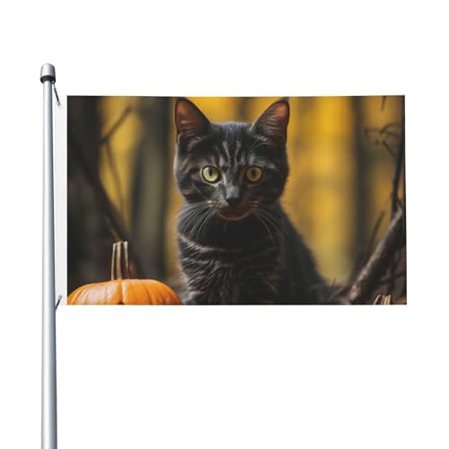 Halloween-Kürbis-Katzen-Druck, Outdoor-Gartenflagge, 90 x 152 cm von Hingor