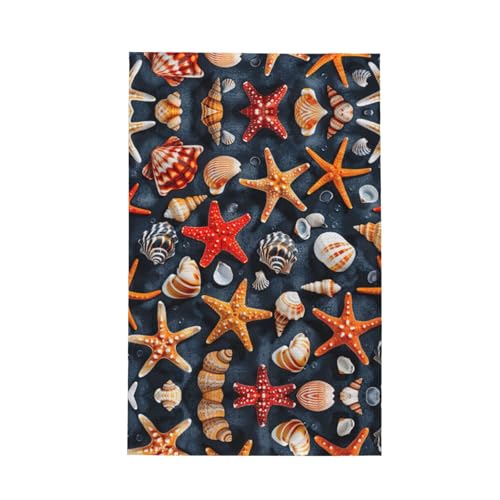 Modisches Geschirrtuch mit Seestern und Muschelmuster, weich, saugfähig, Geschirrtücher und Tischdekorationstücher Modisches Geschirrtuch mit Seestern und Muschelmuster, weich, saugfähig, Geschirrtücher und Tischdekorationstücher von Hingor