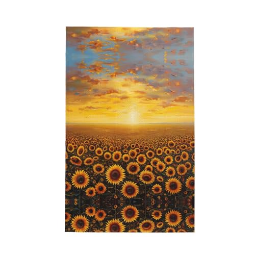 Modisches Geschirrtuch mit Sonnenblumenfeld, Sonnenuntergang, Blumenmeer, weich, saugfähig, Geschirrtücher und Tischdekorationstücher Modisches Geschirrtuch mit Sonnenblumenfeld, Sonnenuntergang, Blumenmeer, weich, saugfähig, Geschirrtücher und Tischdekorationstücher von Hingor