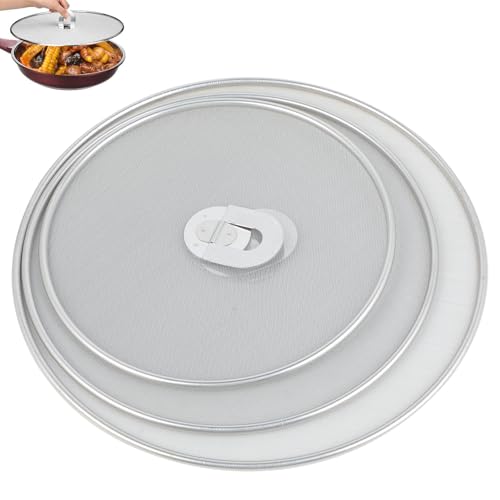 3-teiliges Spritzschutz-Set für Pfannen – Multifunktionale Edelstahl-Schutzdeckel zum Verhindern von Öl- und Wasserspritzern, in den Größen 33 cm, 29 cm und 25 cm von HingtTraum
