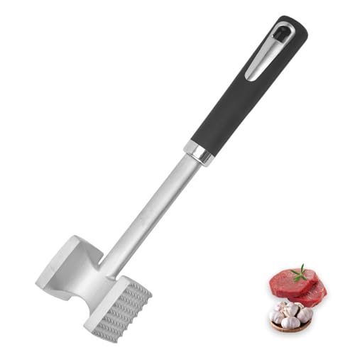 HingtTraum Fleischklopfer Edelstahl 27 cm – Doppelseitiger Schnitzelklopfer aus rostfreiem Stahl – Antihaft Meat Tenderizer für Steak, Koteletts, Schwein & Huhn von HingtTraum