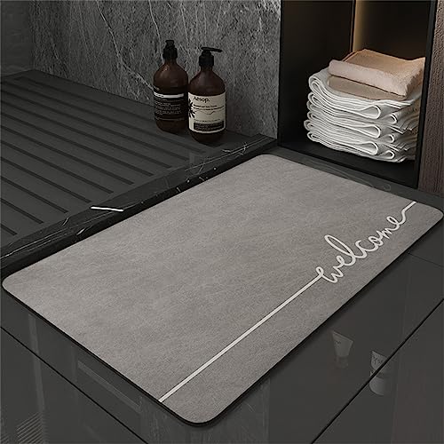 Badematte Rutschfester Badezimmerteppich Absorbierender Badteppich 80x120cm Schnell Trocknende Badezimmer Teppiche, Duschmatte Rutschfest Badvorleger Bath Mats, Badeteppich Bad Teppich Hellgrau Badematte Rutschfester Badezimmerteppich Absorbierender Badteppich 80x120cm Schnell Trocknende Badezimmer Teppiche, Duschmatte Rutschfest Badvorleger Bath Mats, Badeteppich Bad Teppich Hellgrau von Hinnin