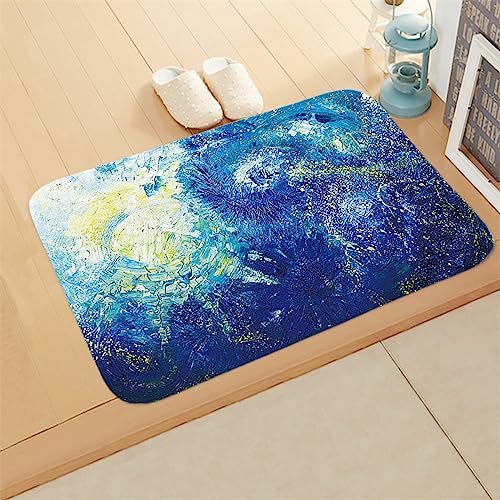 Badezimmerteppich, Badematte, Badematte Stein, Teppich Läufer, Stone Bath Mat, Badteppich Rutschfest Waschbar, Absorbierende Badematte, Duschmatte, Badvorleger, Duschvorleger, Carpet Blau-90x120cm von Hinnin