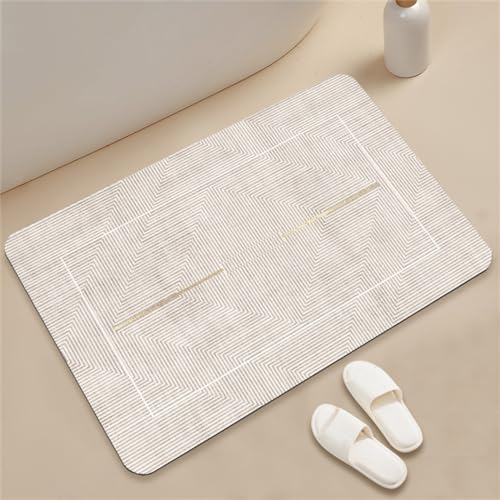 Badezimmerteppich, Badematte, Badematte Stein, Teppich Läufer, Stone Bath Mat, Badteppich Rutschfest Waschbar, Absorbierende Badematte, Duschmatte, Badvorleger, Duschvorleger, Carpet Simple-60x100cm von Hinnin