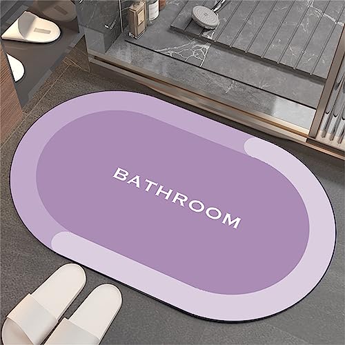 Badezimmerteppich, Badematte Rutschfest, Duschmatte Rutschfest, Duschvorleger, Badvorleger Badteppich Rutschfest Waschbar Teppich Badezimmer, Bathroom Mat, Bath Mat Mats, Bad Teppich, Lila-40x60cm von Hinnin