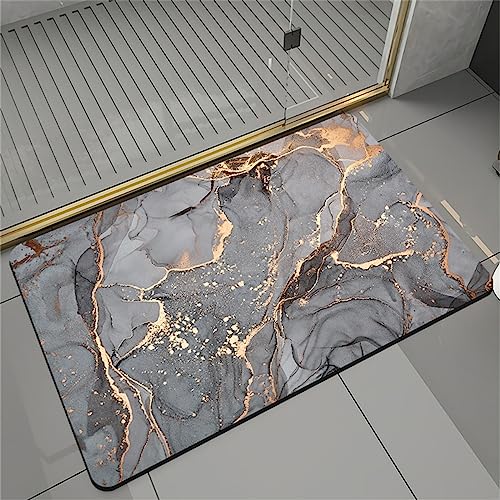 Badezimmerteppich Super Absorbierende Rutschfester Badematte, Badematten Badteppich 40x60cm Badvorleger Extra DüNn Schnelltrocknende Waschbare Badematte Home Rug, Badmatte Bodenmatte Floor Mat Textur von Hinnin