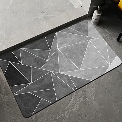 Badezimmerteppich Super Absorbierende Rutschfester Badematte, Badematten Badteppich 40x60cm Badvorleger Extra DüNn Schnelltrocknende Waschbare Badematte Home Rug, Badmatte Bodenmatte Floor Mat Grau von Hinnin