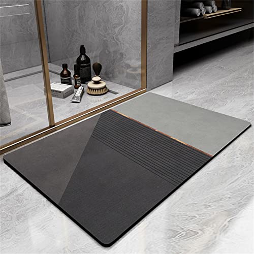 Badezimmerteppich Super Absorbierende Rutschfester Badematte, Badematten Badteppich 40x60cm Badvorleger Extra DüNn Schnelltrocknende Waschbare Badematte Home Rug, Badmatte Bodenmatte Floor Mat Grau von Hinnin