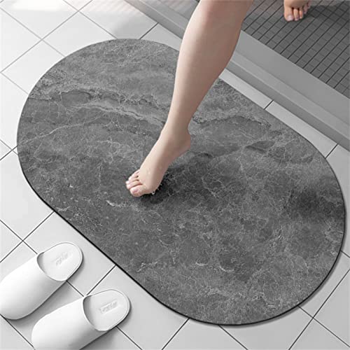Badezimmerteppich Super Absorbierende Rutschfester Badematte, Badematten Badteppich 40x60cm Badvorleger Extra DüNn Schnelltrocknende Waschbare Badematte Home Rug, Badmatte Bodenmatte Floor Mat Oval von Hinnin
