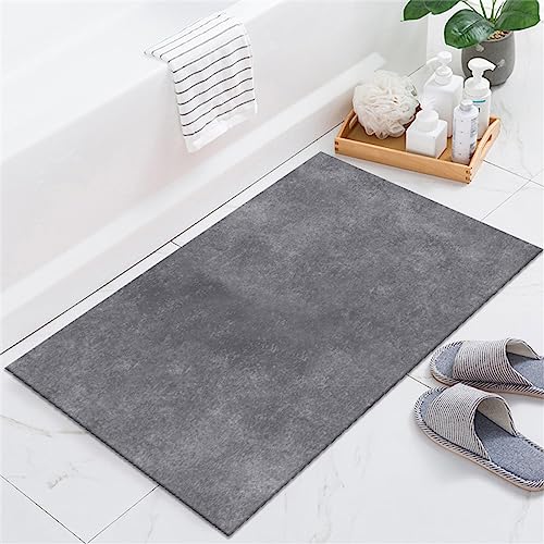 Badezimmerteppich Super Absorbierende Rutschfester Badematte, Badematten Badteppich 50x80cm Badvorleger Extra DüNn Schnelltrocknende Waschbare Badematte Home Rug, Badmatte Bodenmatte Floor Mat Grau von Hinnin