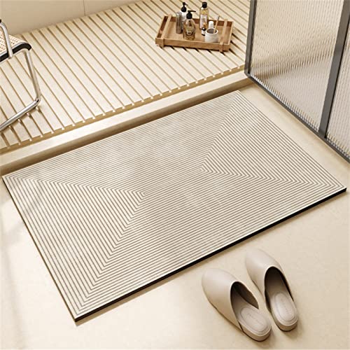 Badezimmerteppich Super Absorbierende Rutschfester Badematte, Badematten Badteppich 70x120cm Badvorleger Extra DüNn Schnelltrocknende Waschbare Badematte Home Rug, Badmatte Bodenmatte Floor Mat Grau von Hinnin
