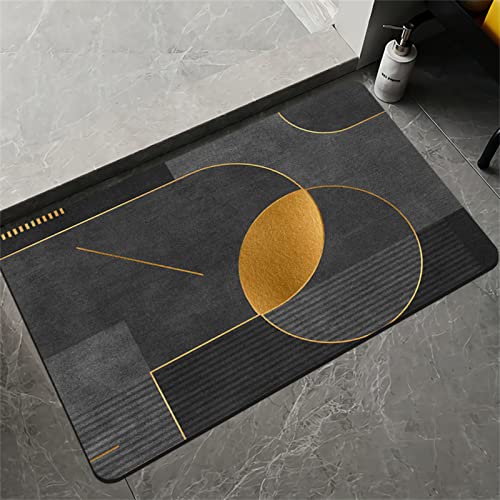 Badezimmerteppich Super Absorbierende Rutschfester Badematte, Badematten Badteppich 80x150cm Badvorleger Extra DüNn Schnelltrocknende Waschbare Badematte Home Rug, Badmatte Bodenmatte Floor Mat Grau von Hinnin