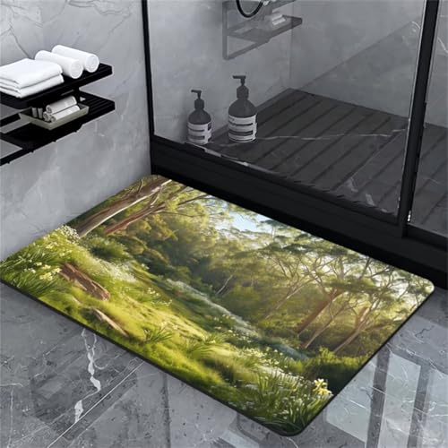 Hinnin Badezimmerteppich Badematte rutschfest Badematte Badteppich Badvorleger 60x90cm Badematten Badteppiche Duschmatte rutschfest, Duschvorleger Badezimmermatte rutschfest Stein Badematte Spring von Hinnin