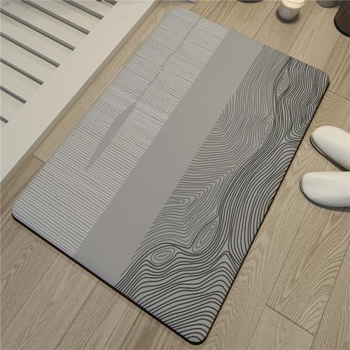 Super Absorbierende Badezimmerteppich 40x60cm Schnelltrocknende Badematten Badvorleger, Badematte Stein Duschvorleger rutschfest Saugfähig Bodenmatte für Dusche, Badewannen, Badezimmer, Wc Deko Line von Hinnin