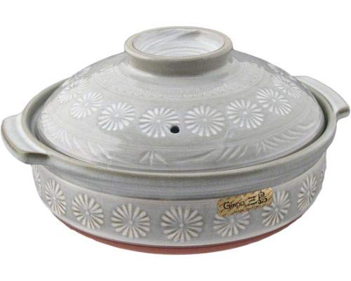 Japanische Hana Mishima Donabe-Keramik-Kasserolle Banko Steingut Tontopf für Shabu Shabu hergestellt in Japan (828 ml (17,8 cm) von Hinomaru Collection