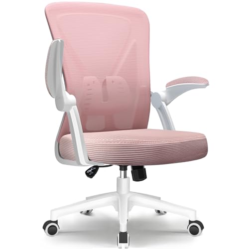 Hinonde Bürostuhl, Bürostuhl Ergonomisch,Höhenverstellbare Bürostühle,Drehstuhl mit Lendenwirbelstütze Rückenschonend, Schreibtischstuhl mit klappbare Armlehnen,Netzstuhl mit Wippfunktion von Hinonde