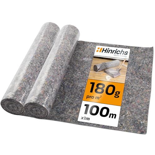 Hinrichs Malervlies 2x50m Rolle 180g/m² - Maler-Abdeckvlies mit Anti-Rutsch Beschichtung - Abdeckfliesse für Boden - Allzweckvlies als Schutz für Boden, Treppen & Möbel bei Renovierung & Umzug von Hinrichs