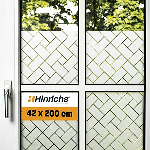 Hinrichs UV Fensterfolie Selbsthaftend - 42 x 200 cm Folie Fenster Sichtschutz Matt - Milchglasfolie Selbstklebend Fenster Acrylglas Milchglas - Fensterfolie Sichtschutz Fenster innen inklusive Rakel von Hinrichs