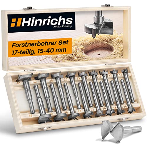 Hinrichs Forstnerbohrer Set 17 teilig im Koffer - Forstnerbohrer-Set 15 bis 40 mm - Holzbohrer - Forstner - Forsterbohrerset Fräslochborer Topfbohrer - Bohrer Holz - Lochfräser Astlochbohrer Hinrichs Forstnerbohrer Set 17 teilig im Koffer - Forstnerbohrer-Set 15 bis 40 mm - Holzbohrer - Forstner - Forsterbohrerset Fräslochborer Topfbohrer - Bohrer Holz - Lochfräser Astlochbohrer von Hinrichs
