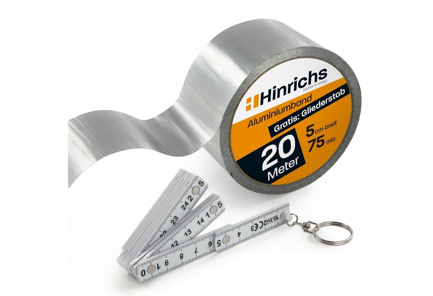 Hinrichs Klebeband Hinrichs Aluminium Klebeband 20 m x 50 mm (wp) 20 m x 50 mm - hitzebeständig von Hinrichs