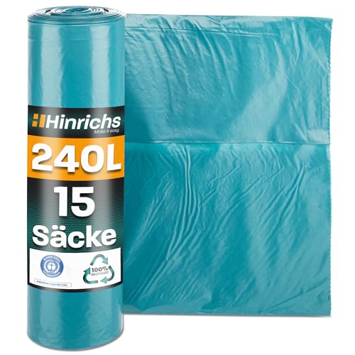 Hinrichs Müllsäcke 240L extra Stark - 15er Rolle - 100x125 cm - Extrem reißfeste Müllbeutel - Mülltüten aus Recycling LDPE - Blaue Säcke - Abfallsäcke für Garten, Haushalt & Baustelle Hinrichs Müllsäcke 240L extra Stark - 15er Rolle - 100x125 cm - Extrem reißfeste Müllbeutel - Mülltüten aus Recycling LDPE - Blaue Säcke - Abfallsäcke für Garten, Haushalt & Baustelle von Hinrichs