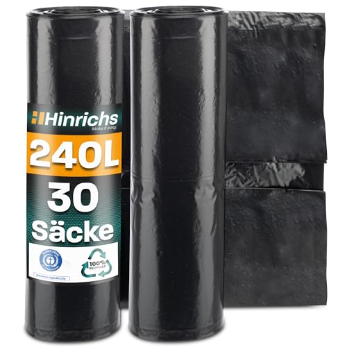 Hinrichs Müllsäcke 240L extra Stark - 2x 15er Rolle - 100x125 cm - Extrem reißfeste Müllbeutel - Mülltüten aus Recycling LDPE - Schwarze Säcke - Abfallsäcke für Garten, Haushalt & Baustelle Hinrichs Müllsäcke 240L extra Stark - 2x 15er Rolle - 100x125 cm - Extrem reißfeste Müllbeutel - Mülltüten aus Recycling LDPE - Schwarze Säcke - Abfallsäcke für Garten, Haushalt & Baustelle von Hinrichs