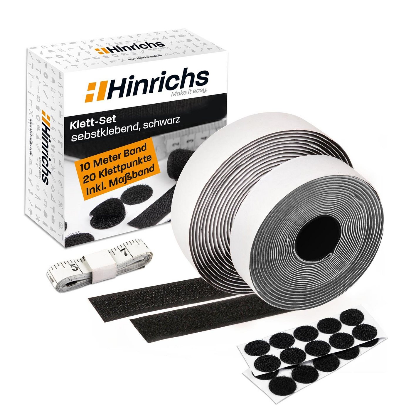 Klettband Hinrichs Klettband Set schwarz, Hinrichs, Schreibtisch Organisation, Selbstklebend 10mm von Hinrichs