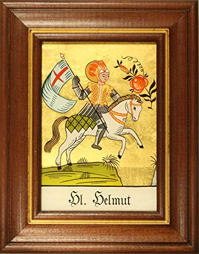 Hinterglaswerkstätten - Hinterglasbild/Patronatsbild Hl. Helmut mit braun gebeizten Holzrahmen, handbemalt mit Legende des Heiligen auf der Bildrückseite, ca. B: 12,5 x H: 16 cm Hinterglaswerkstätten - Hinterglasbild/Patronatsbild Hl. Helmut mit braun gebeizten Holzrahmen, handbemalt mit Legende des Heiligen auf der Bildrückseite, ca. B: 12,5 x H: 16 cm von Hinterglaswerkstätten
