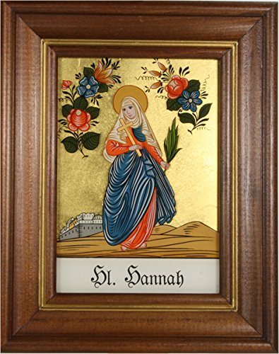Hinterglaswerkstätten - Hinterglasbild/Patronatsbild Hl. Hannah mit braun gebeizten Holzrahmen, handbemalt mit Legende des Heiligen auf der Bildrückseite, ca. B: 12,5 x H: 16 cm Hinterglaswerkstätten - Hinterglasbild/Patronatsbild Hl. Hannah mit braun gebeizten Holzrahmen, handbemalt mit Legende des Heiligen auf der Bildrückseite, ca. B: 12,5 x H: 16 cm von Hinterglaswerkstätten