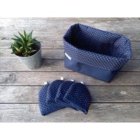 Frühstücksset in Blau Mit Weißen Punkten Brotkorb & 2Er, 4Er, 6Er, 8Er Oder 10Er Set Eierwärmer Geschenkidee Zu Jedem Anlass von HinterhofAmbiente