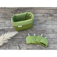 Frühstücksset in Olive Mit Weißen Punkten Brotkorb & 2Er, 4Er, 6Er, 8Er Oder 10Er Set Eierwärmer Geschenkidee Zu Jedem Anlass von HinterhofAmbiente