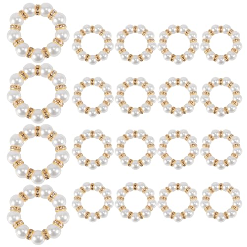 20 Stück goldene Serviettenringe 1, 6 Zoll elastische Perlen-Serviettenringe für Abendessen Hochzeit Party-Tischdekoration von Hintyne