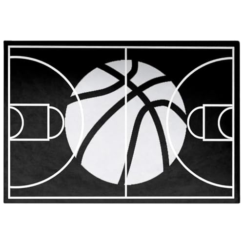 Basketballplatz-Teppich 47x63 Zoll weicher Rutschfester Flanell-Teppich für Jungenzimmer Cooler Sportteppich für Jungenzimmer zu Hause von Hintyne