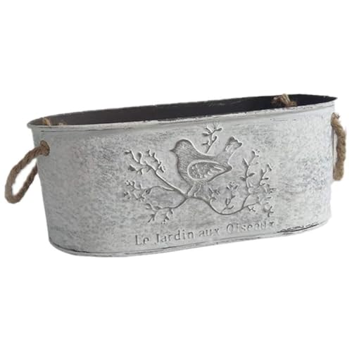 Blumentopf Vintage oval Mini-Eimer Eisenkunst Metall dekorative Pflanzengefäße für den Innen- und Außenbereich Gartenarbeit Balkondekoration von Hintyne