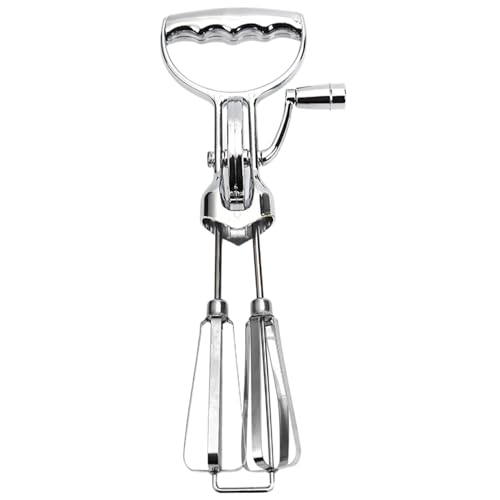 Eiermixer Handkurbel-Eierschläger Edelstahl-Dreh-Schneebesen Doppelkopf-Handmixer mit manueller Kurbel tragbares Küchenwerkzeug für den Haushalt Silber Groß von Hintyne