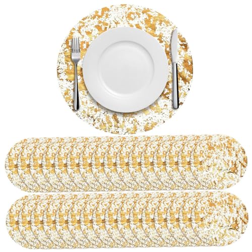Goldene Tischsets 50 Stück 33 cm runde Einweg-Tischsets dekorative Tischsets aus Polyester für Partydekorationen Hochzeiten Restaurants Hotels von Hintyne