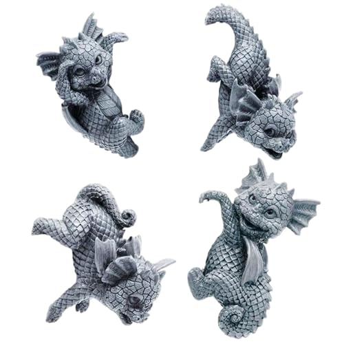 Hängende Tasse Modell Harz Dinosaurier Statue Hängende Tasse Modell Drachen Tier Garten Figuren Dekoration 4PCS von Hintyne