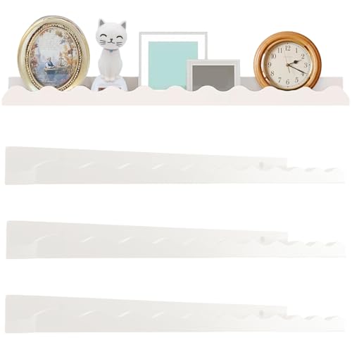 Hintyne 4 Stück schwebende Regale für die Wand 14 x 4 Zoll große Bücherregale aus Holz für Kinderzimmer weißes gewelltes Bücherregal für Bilder Pflanzen Spielzeug schwebende Regale für die Küche von Hintyne