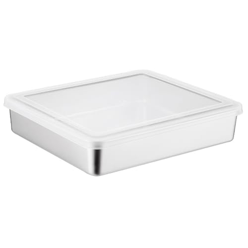 Hintyne Edelstahl-Backformen mit Deckel 11 x 9 x 3 Zoll robuste Edelstahl-Kuchenformen mit transparentem Deckel Backblech ideal für Kuchen Backform mit von Hintyne